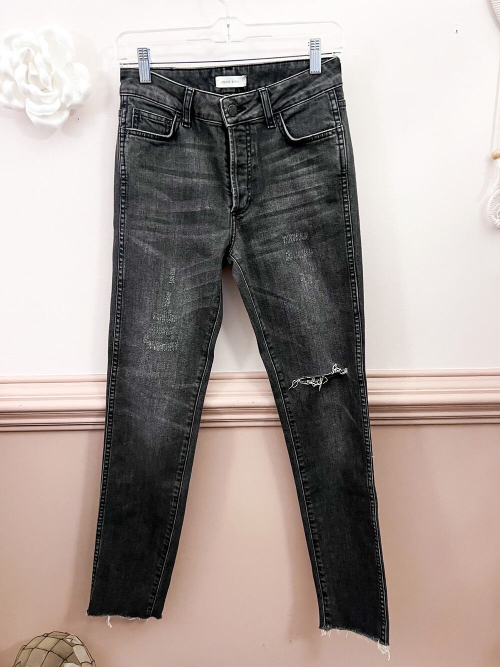Anine Bing Kara Slim High Rise Jeans Size 26 NWT Grey